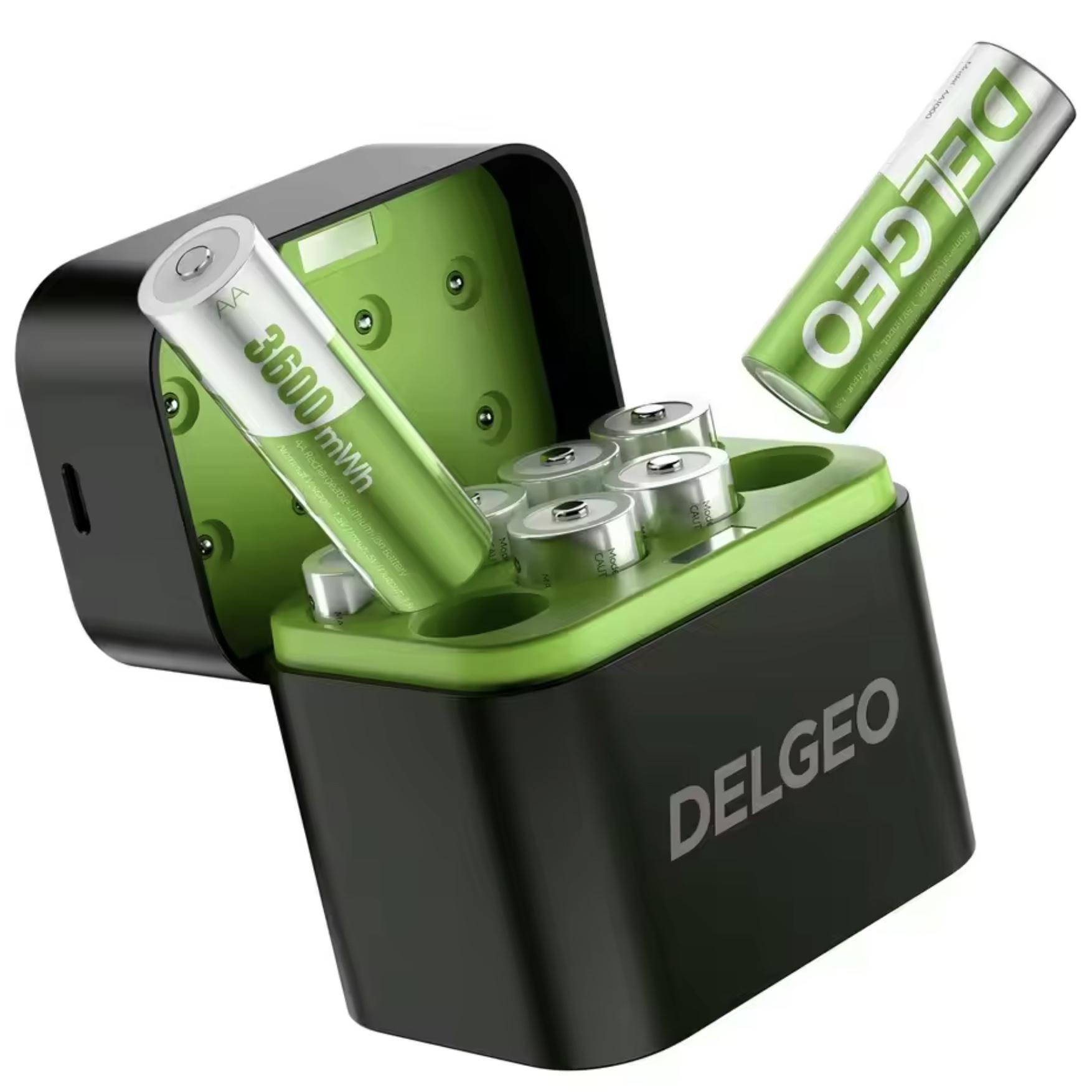 Delgeo nabíjateľné AA baterky s puzdrom