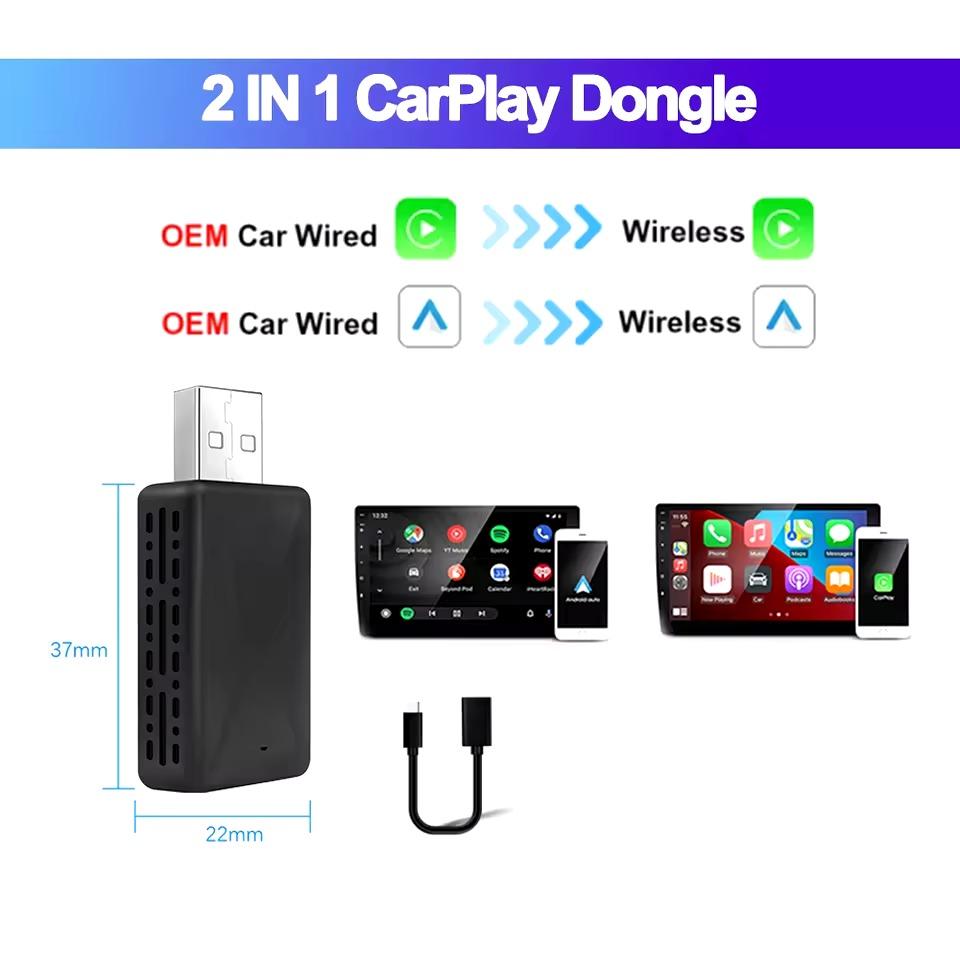 2v1 bezdrôtový CarPlay Android Auto adaptér