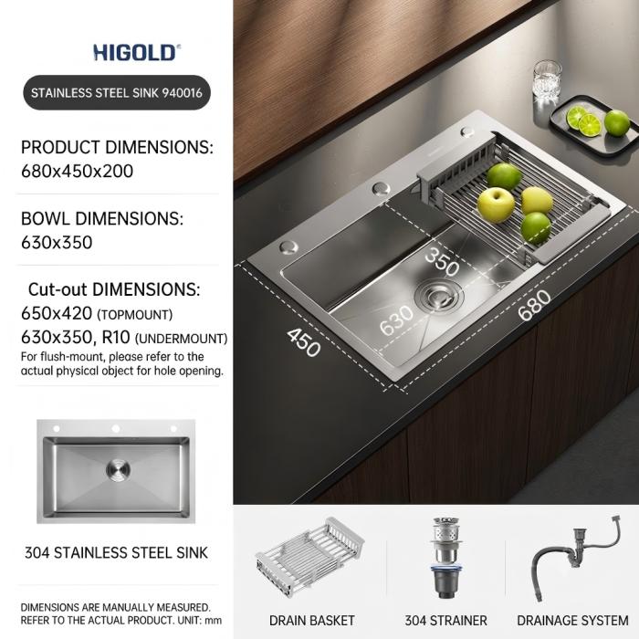 HIGOLD Nano kuchynský drez 304