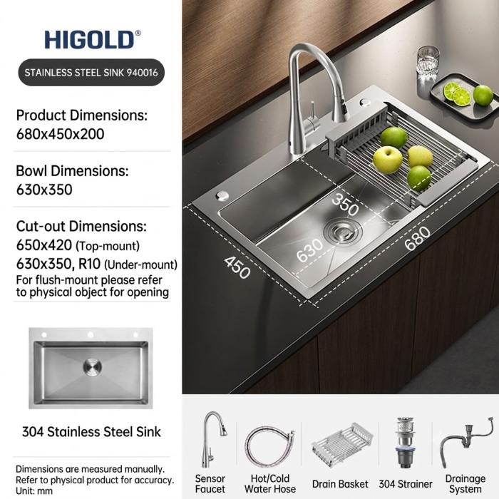HIGOLD Nano kuchynský drez 304