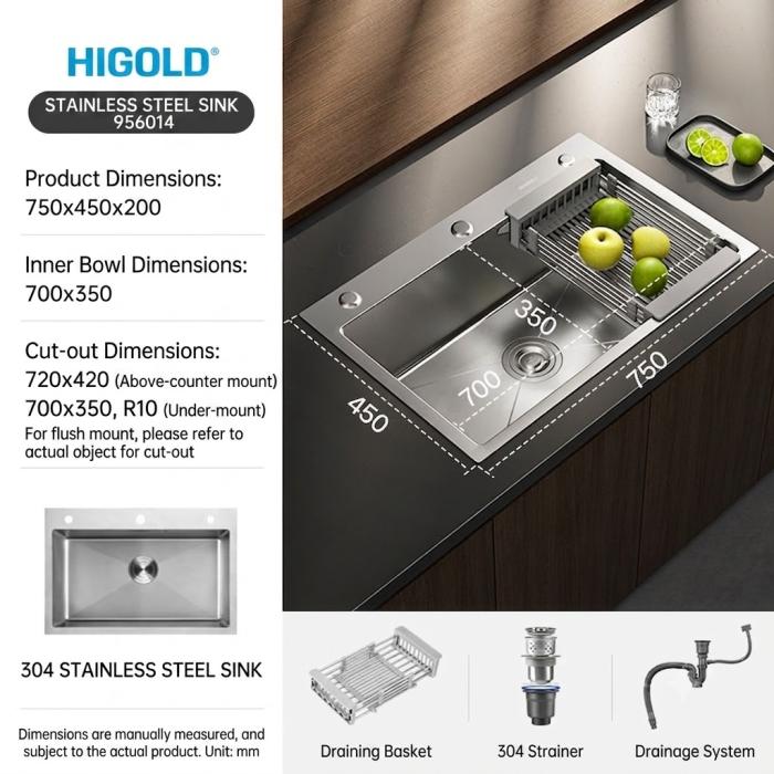 HIGOLD Nano kuchynský drez 304