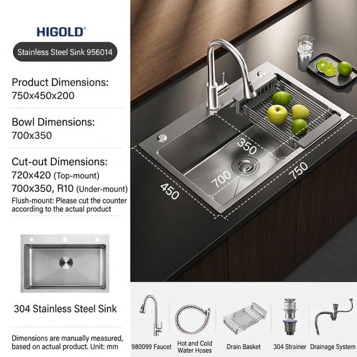 HIGOLD Nano kuchynský drez 304