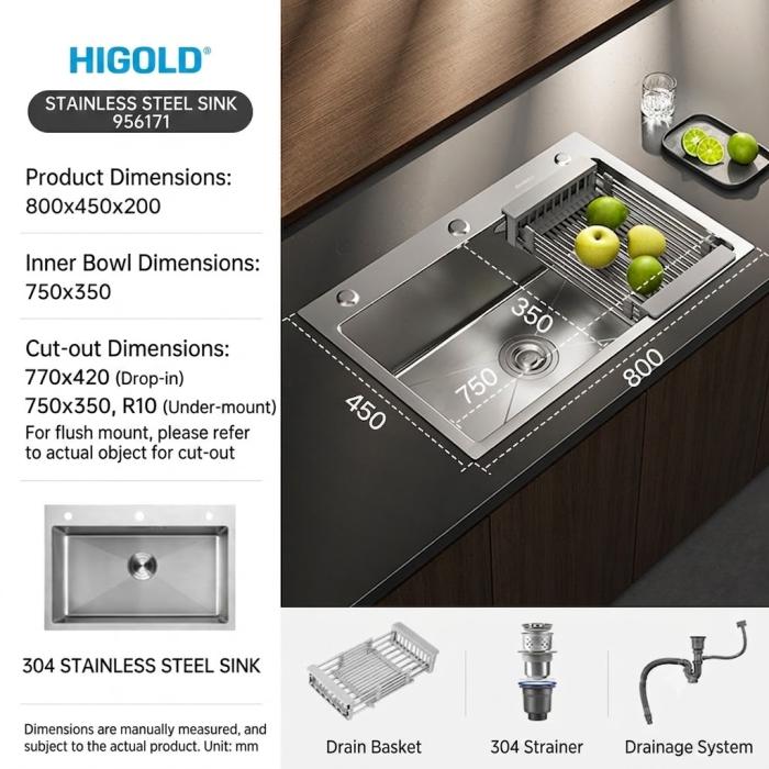 HIGOLD Nano kuchynský drez 304