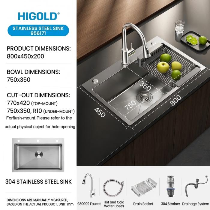 HIGOLD Nano kuchynský drez 304